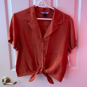 vylette Rust-Orange Crop Button-up